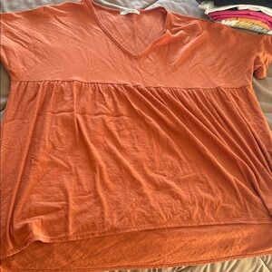 Pink Lily Burnt Orange V-Neck Tee